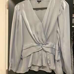 Blue satin Express top- XL